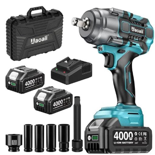 Акумулаторен ударен гайковерт Uaoaii 1600 Nm, 21V (с 2 батерии 4000mAh)