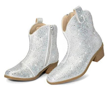 Момичешки коубойски боти с кристали DREAM PAIRS, Сребърни