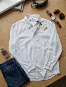 Дамска бяла риза големи размери Tommy Hilfiger Curve Oxford