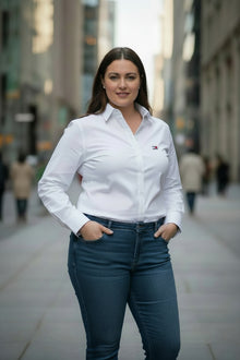 Дамска бяла риза големи размери Tommy Hilfiger Curve Oxford