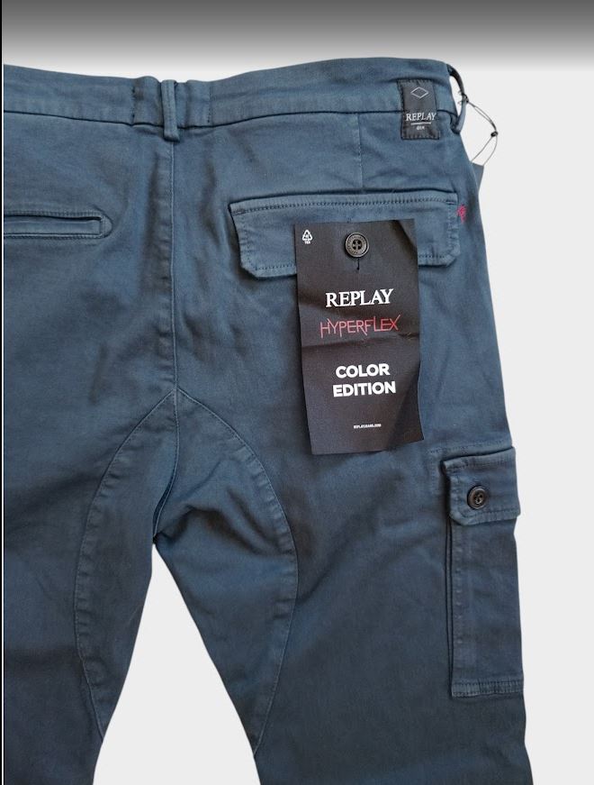 Мъжки карго дънки Replay Jaan Hyperflex Slim Fit, Тъмносини