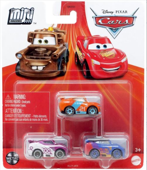 Комплект метални мини колички Disney Cars Mini Racers (3 броя)