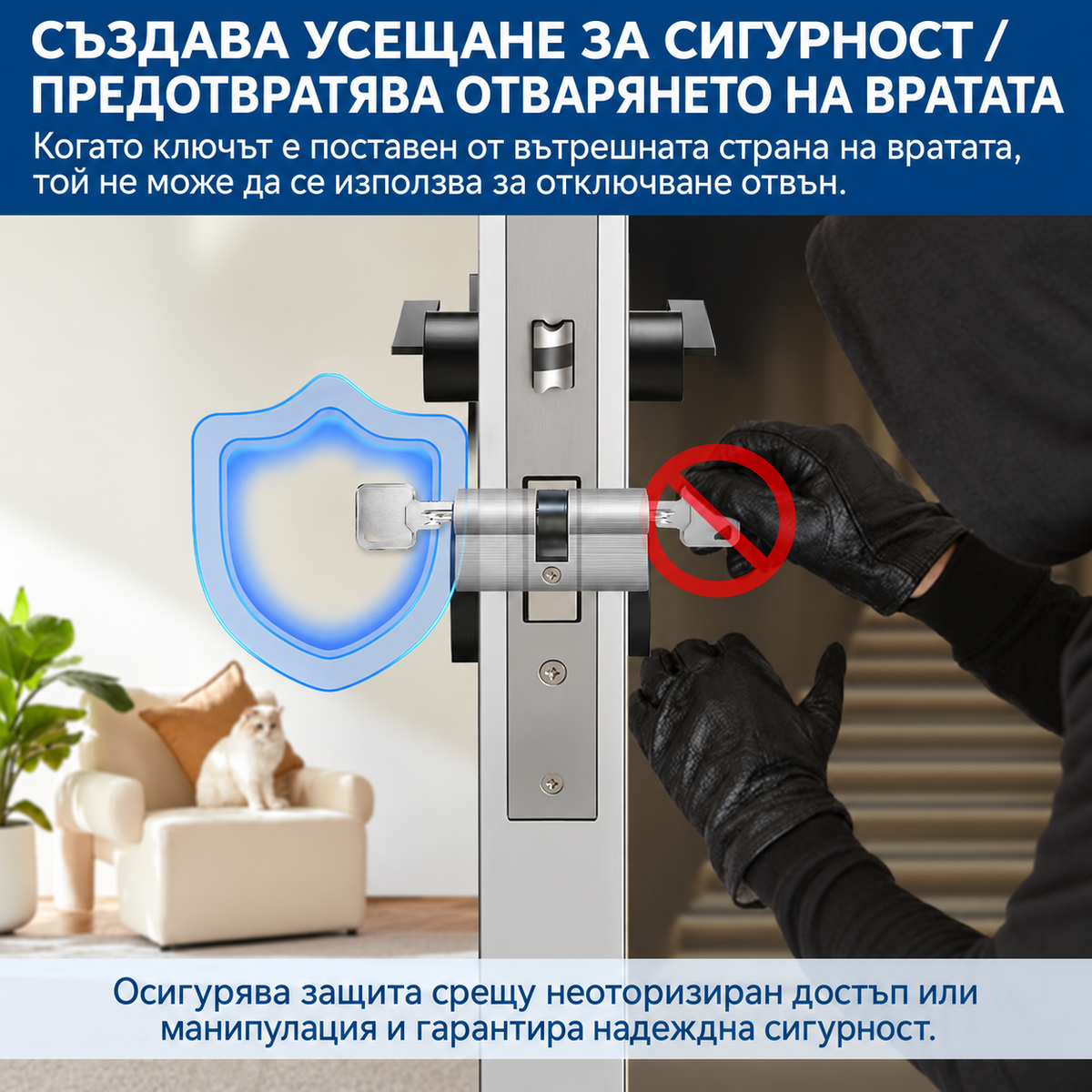 Секретен патрон за врата 30/30 мм с 3 ключа