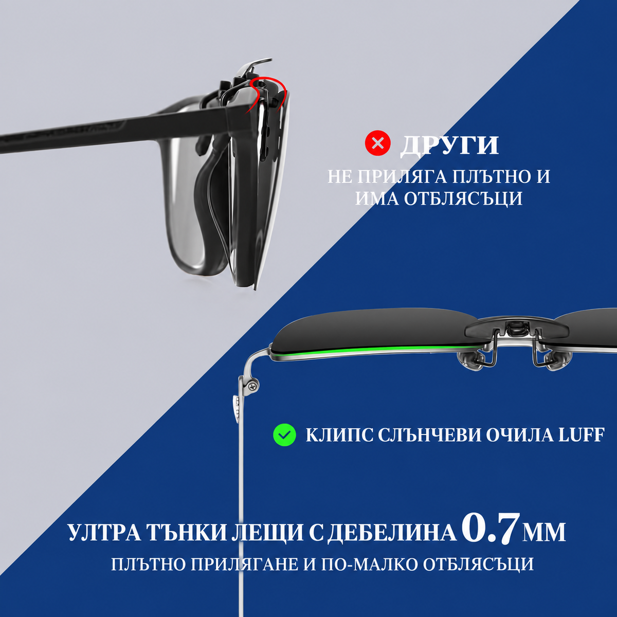 Поляризирани слънчеви очила тип "Clip-on" LUFF 