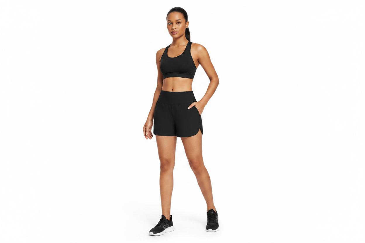 Black Athletic Shorts with Model