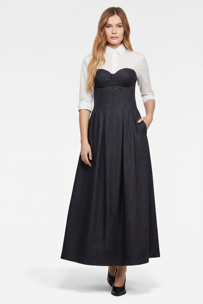 Denim Maxi Dress White Background