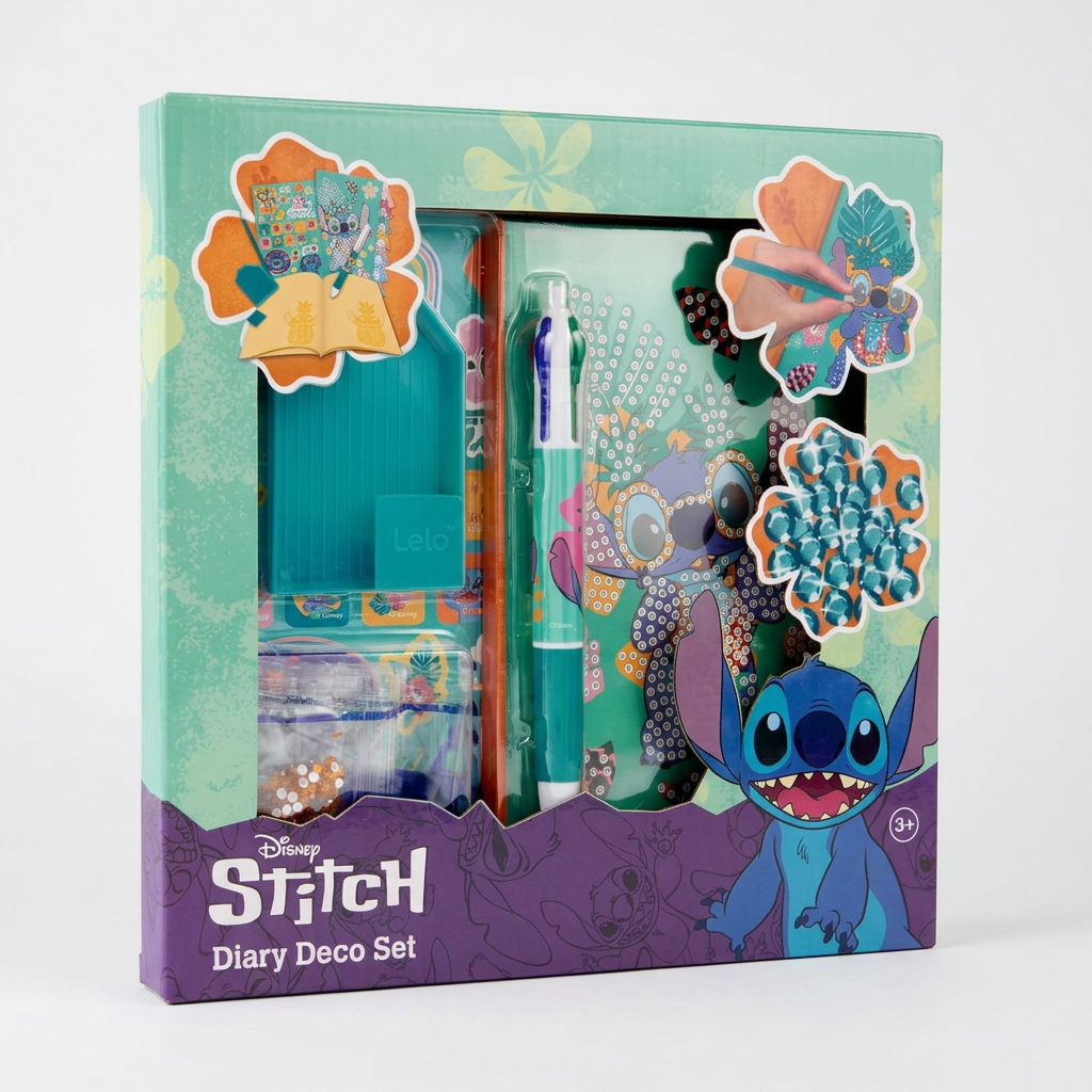 Комплект Disney Stitch в оригиналната опаковка на светъл фон