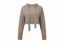 Striped Knit Cropped Hoodie